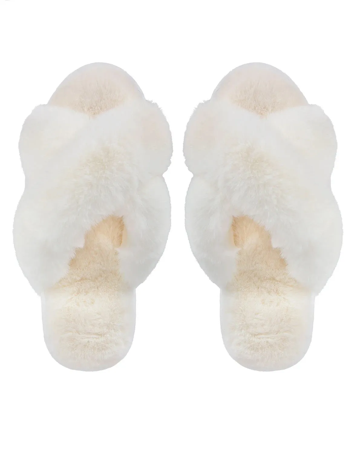 Memoi Beverly Fur Plush Slippers MZP05445, Ivory