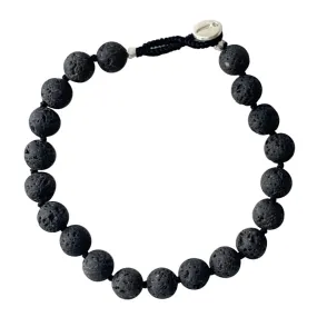 MEN BRACELET ROUND BLACK LAVA