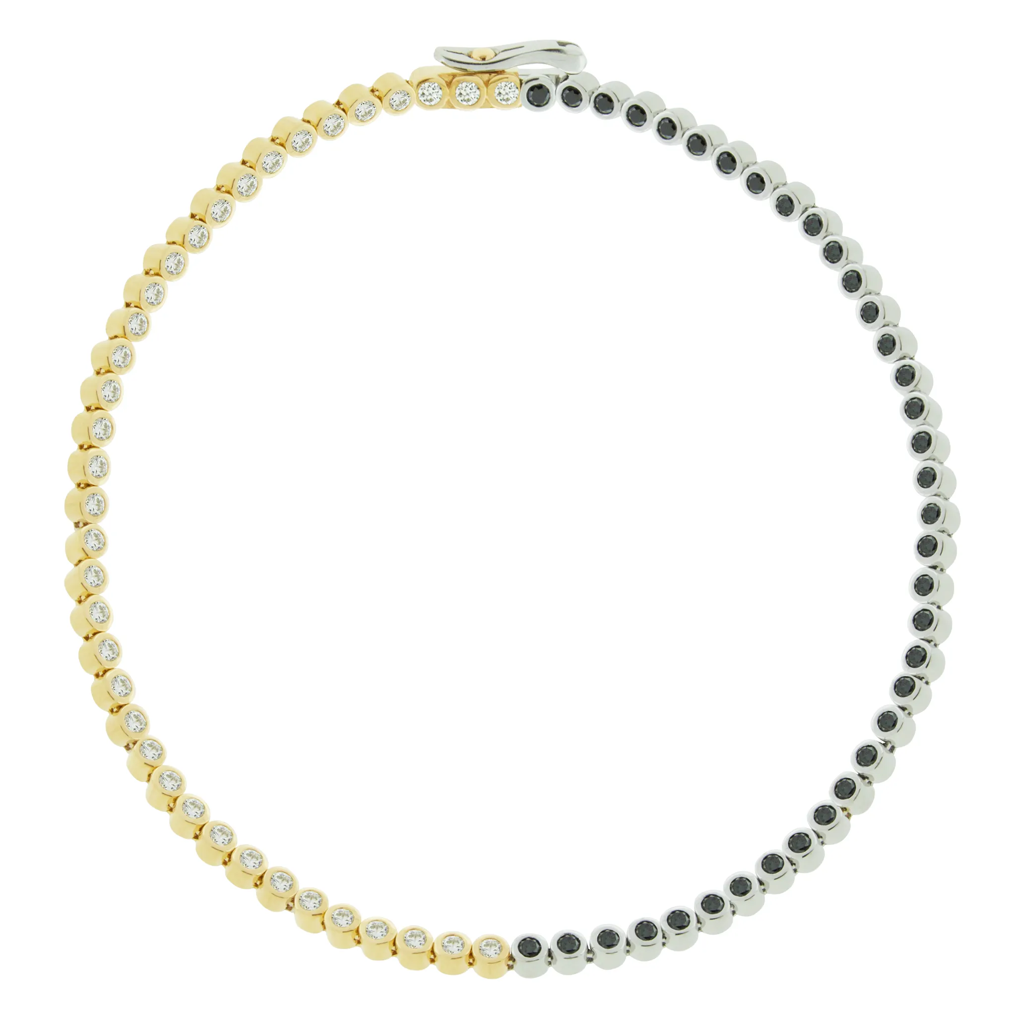 Mixed Gold Tennis Bracelet with Black & White Diamonds