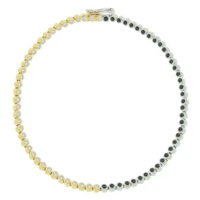 Mixed Gold Tennis Bracelet with Black & White Diamonds