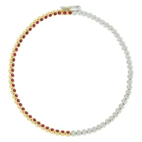 Mixed Gold Tennis Bracelet with Rubies & White Diamonds
