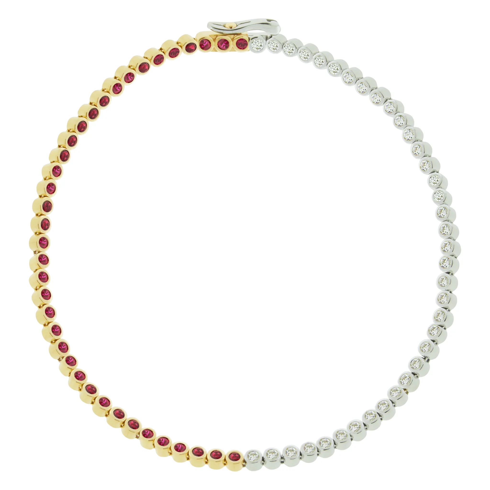 Mixed Gold Tennis Bracelet with Rubies & White Diamonds