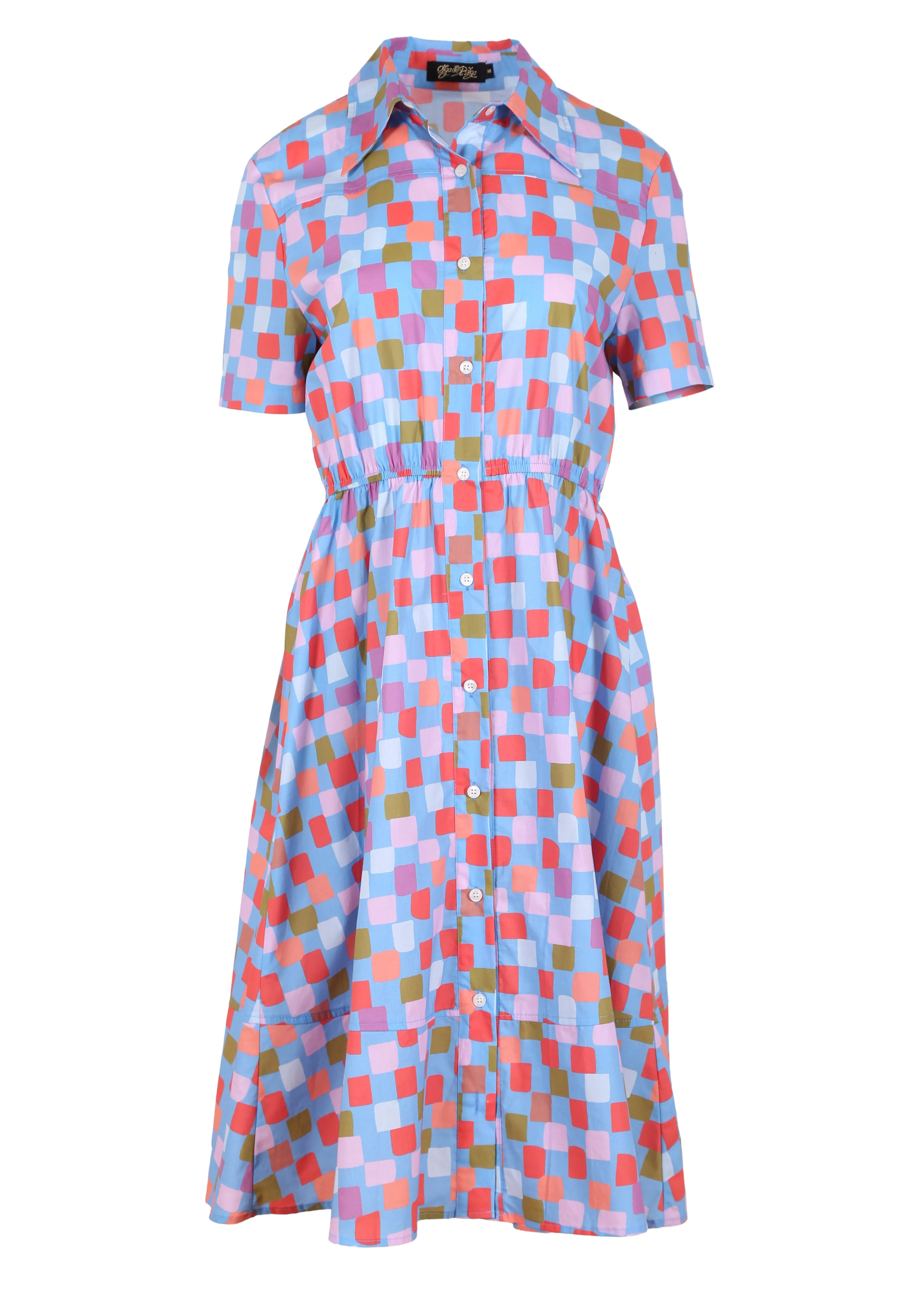 Pompidou Fitted Dress Pool Blue in Cotton