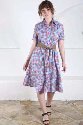 Pompidou Fitted Dress Pool Blue in Cotton