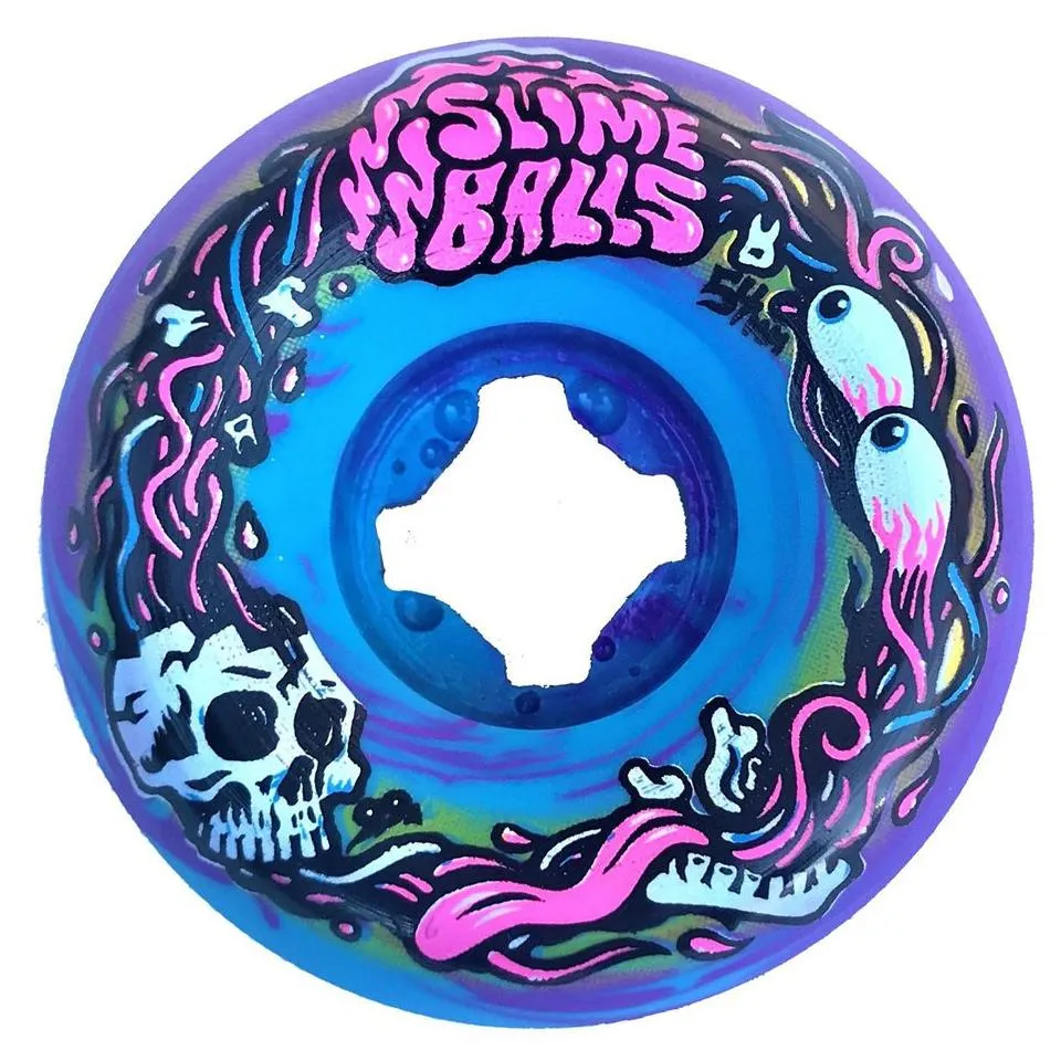 Santa Cruz Brains Speed Balls Blue/Purple 54mm 99A Slime Balls Wheels - Ruedas