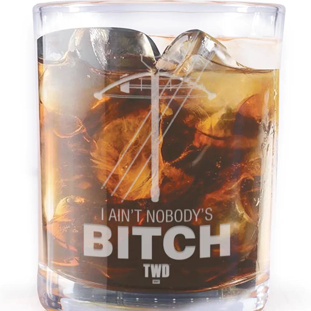 The Walking Dead Daryl Nobody's Bitch Laser Engraved Rocks Glass