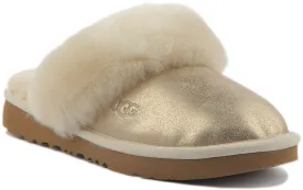 Ugg Australia Cozy II Sheepskin Slippers In Gold For Kids